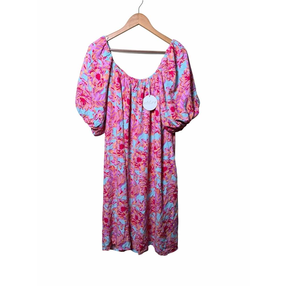 Petal + Pup Leyden Pink Floral Puff Sleeve Midi Dress US 8 NWT - Picture 3 of 9
